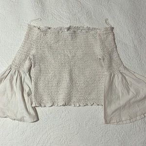 Art Class boho white ribbed long-sleeve with wide sleeve
